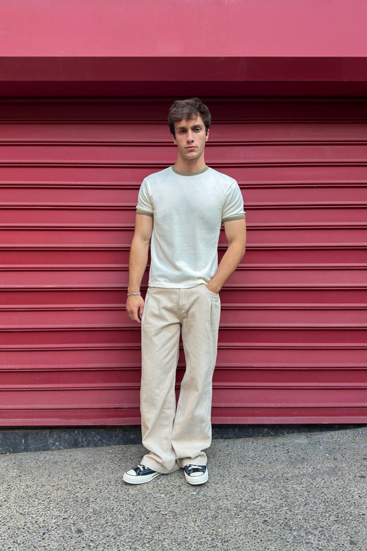 Ecru Khaki Ringer Tee