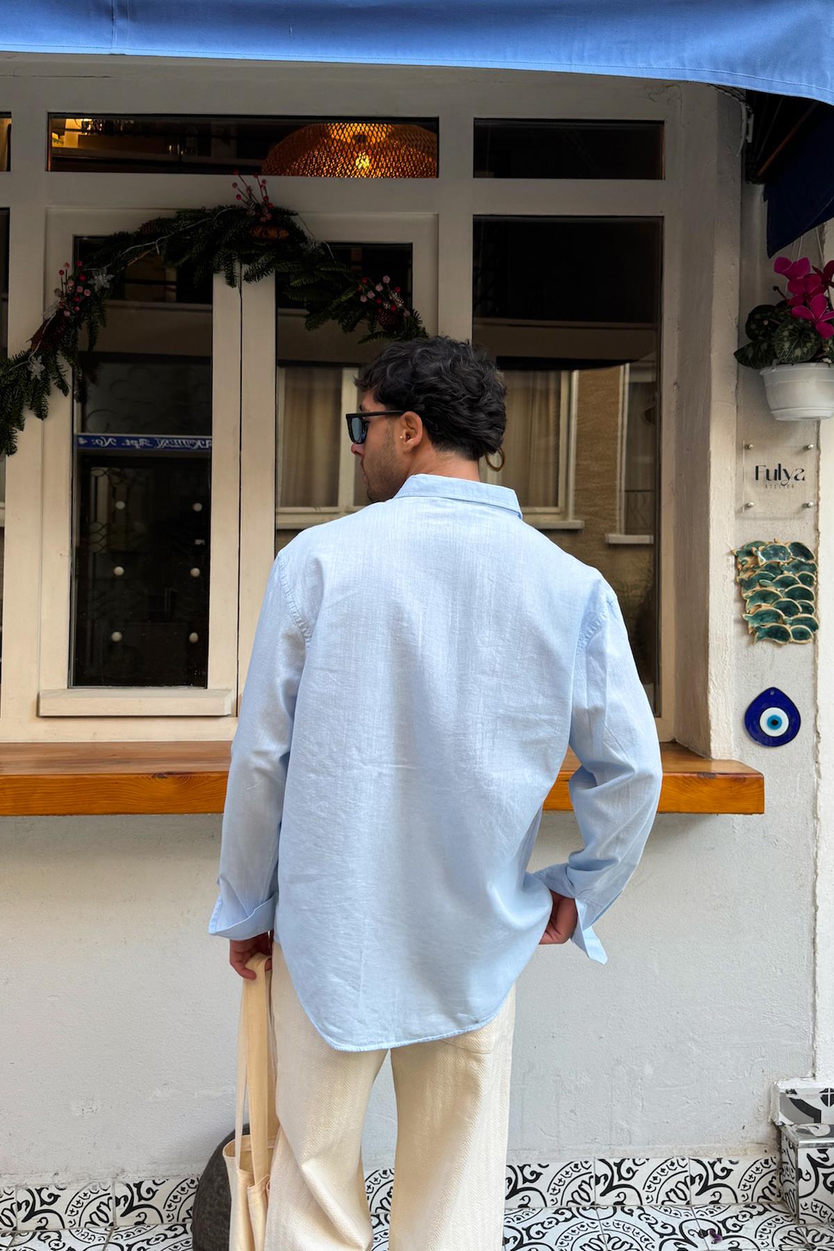 Basic Linen Shirt Blue
