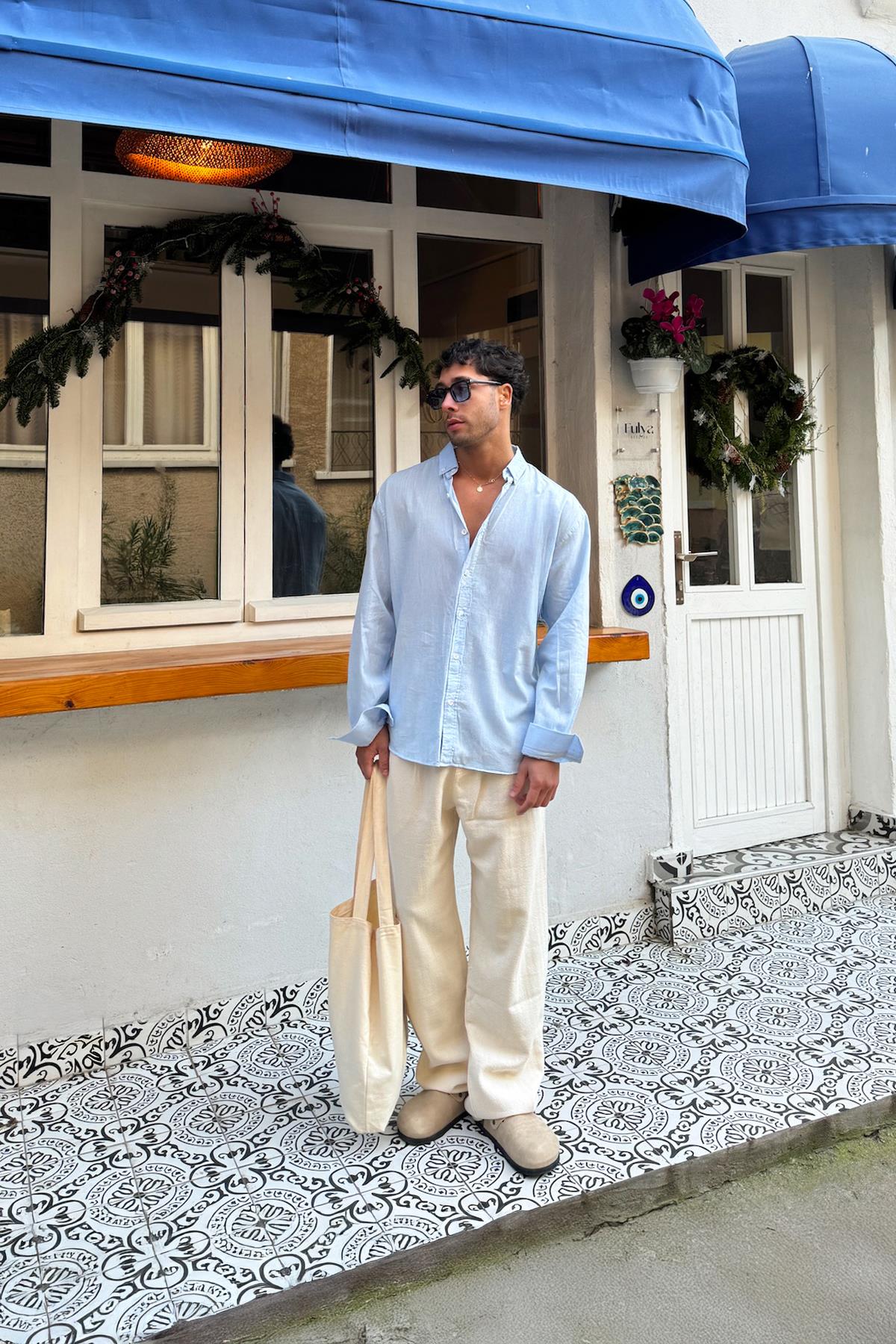 Basic Linen Shirt Blue