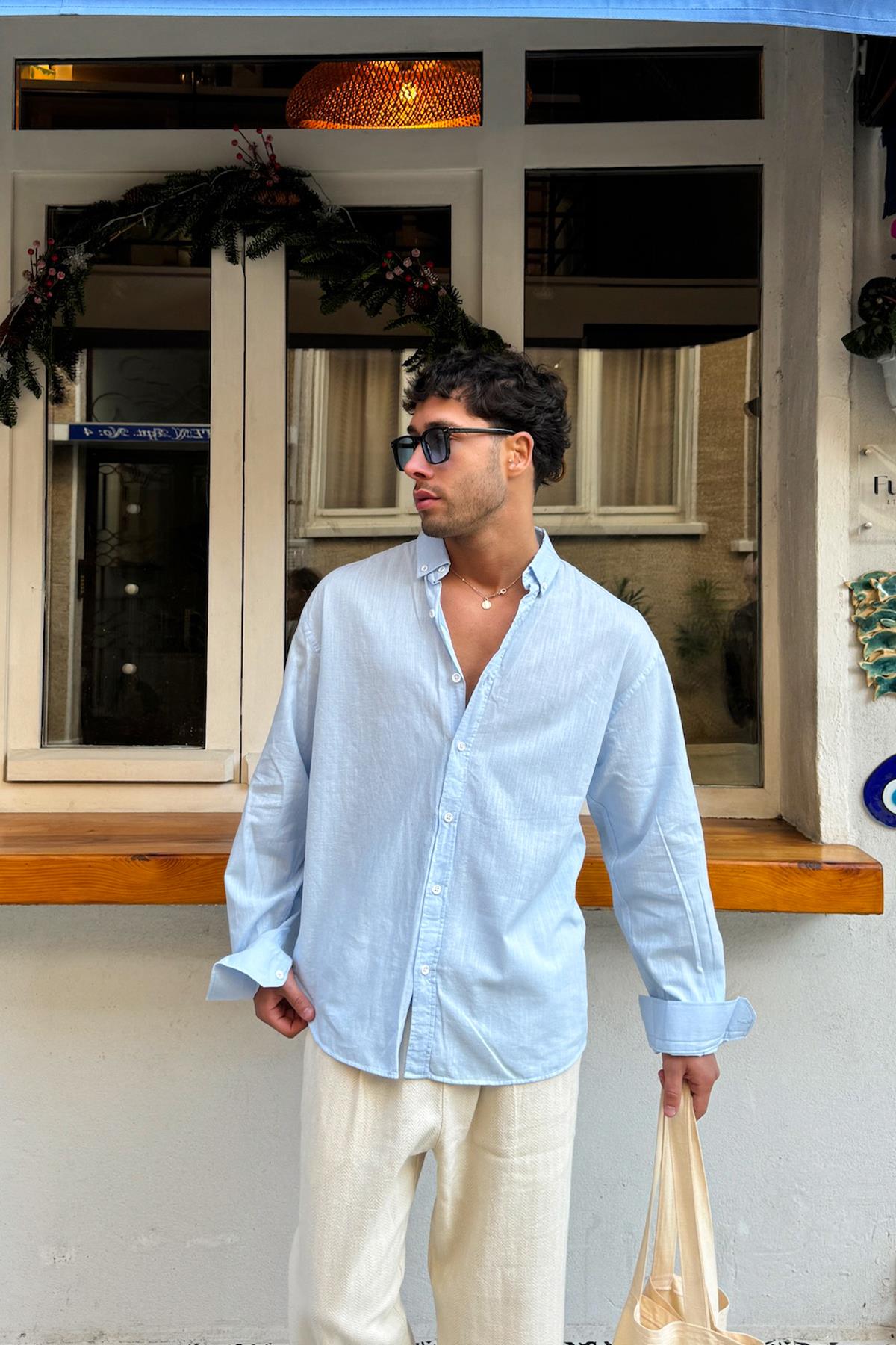 Basic Linen Shirt Blue