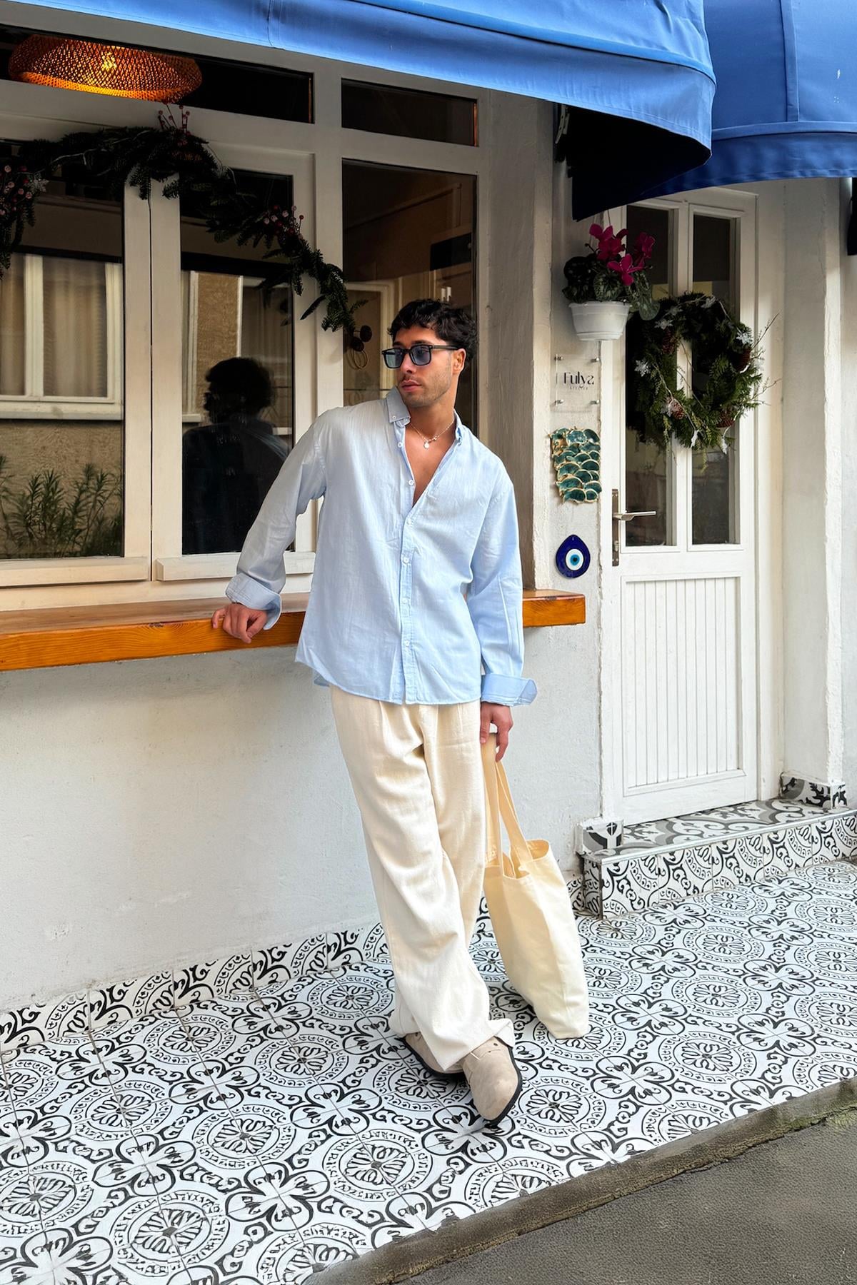 Basic Linen Shirt Blue