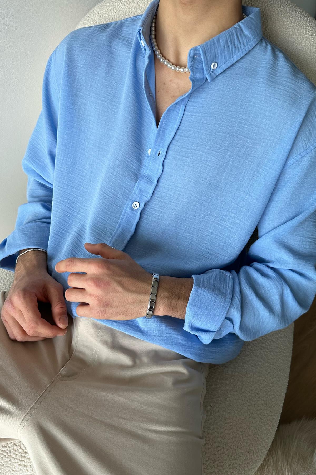 Chill Cozy Relax Fit Shirt Light Blue