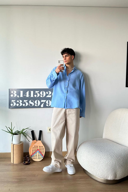 Chill Cozy Relax Fit Shirt Light Blue