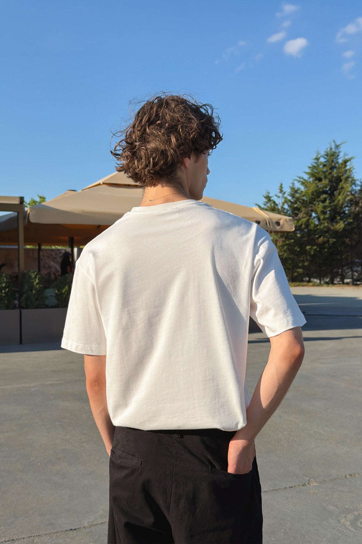 Basic Oversize Fit Ecru T-shirt