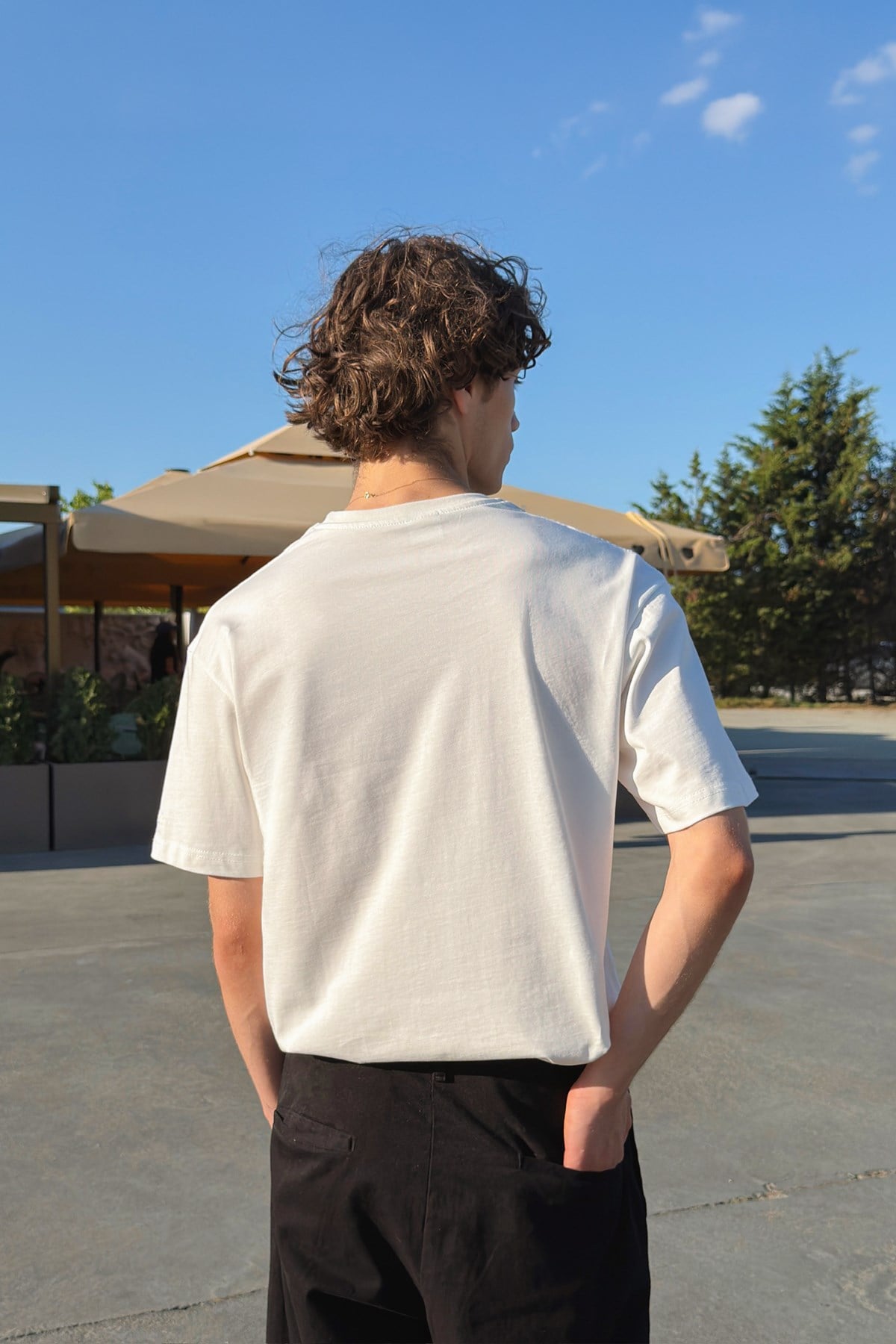 Basic Oversize Fit Ecru T-shirt