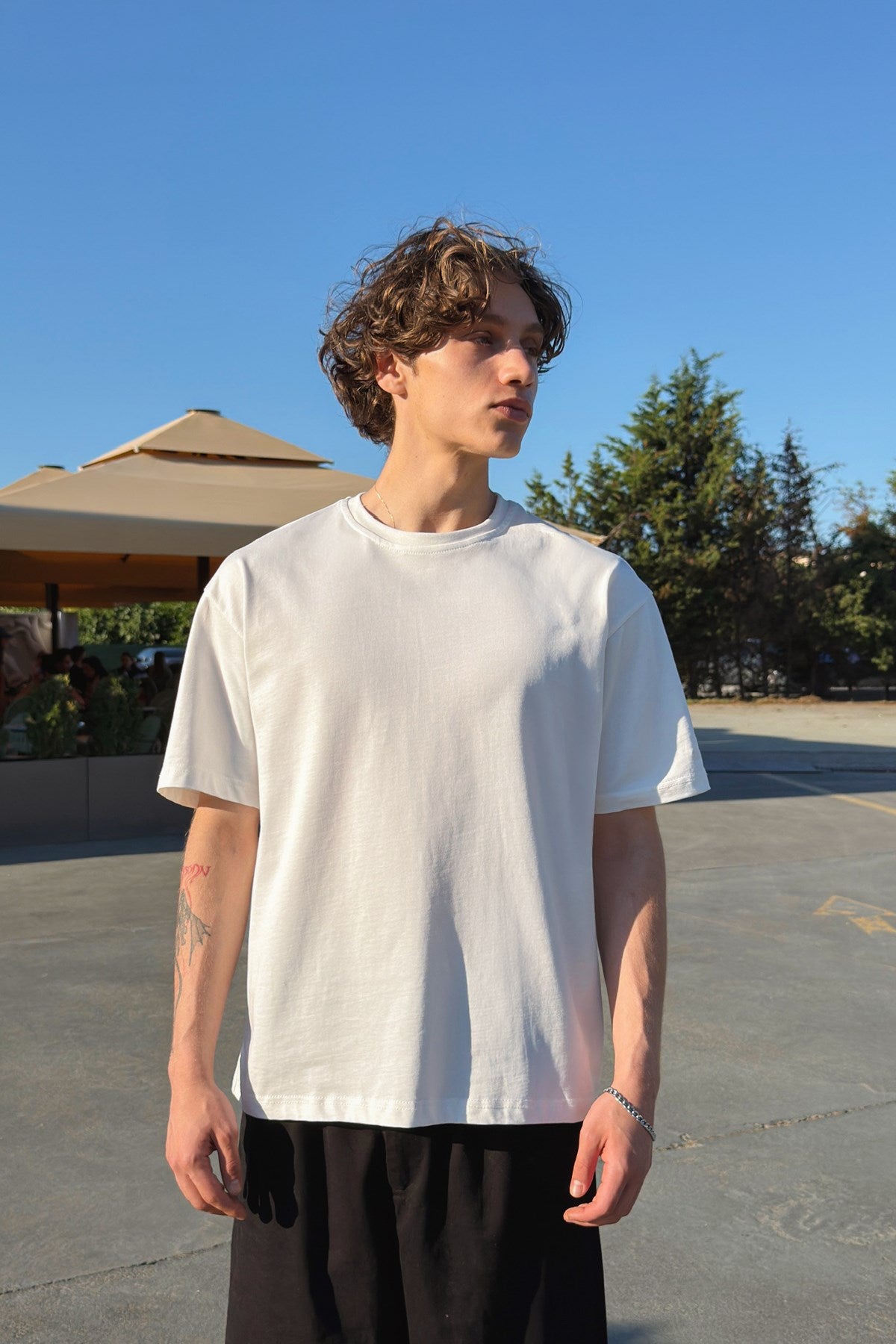 Basic Oversize Fit Ecru T-shirt