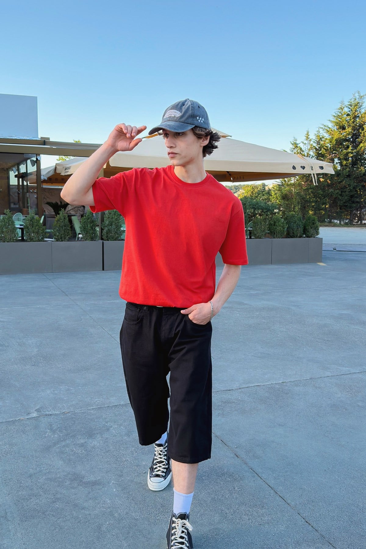 Basic Oversize Fit Red T-shirt