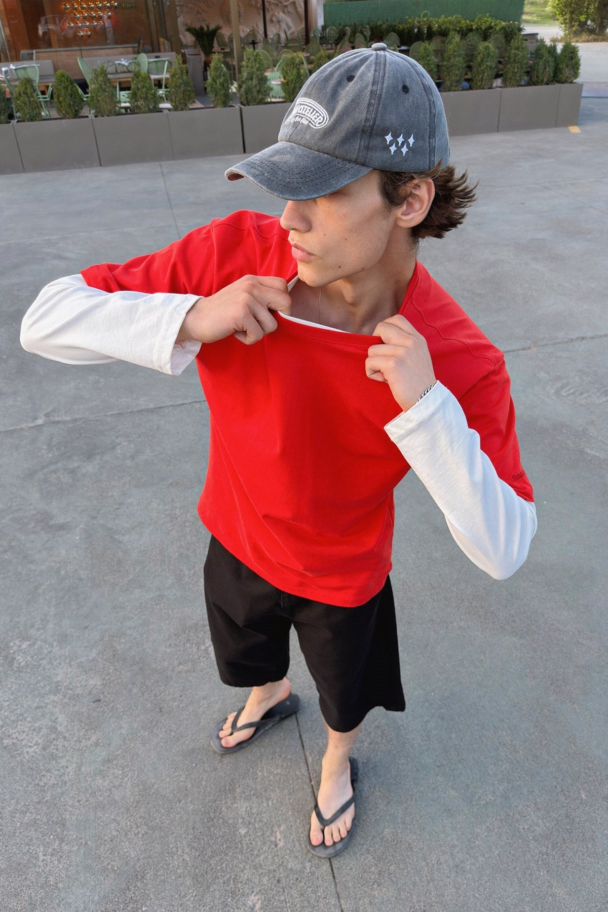 Basic Oversize Fit Red T-shirt