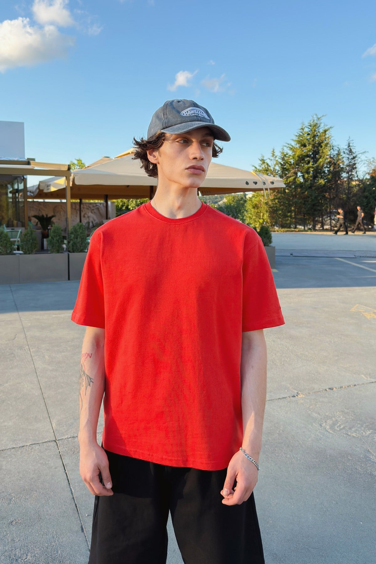 Basic Oversize Fit Red T-shirt