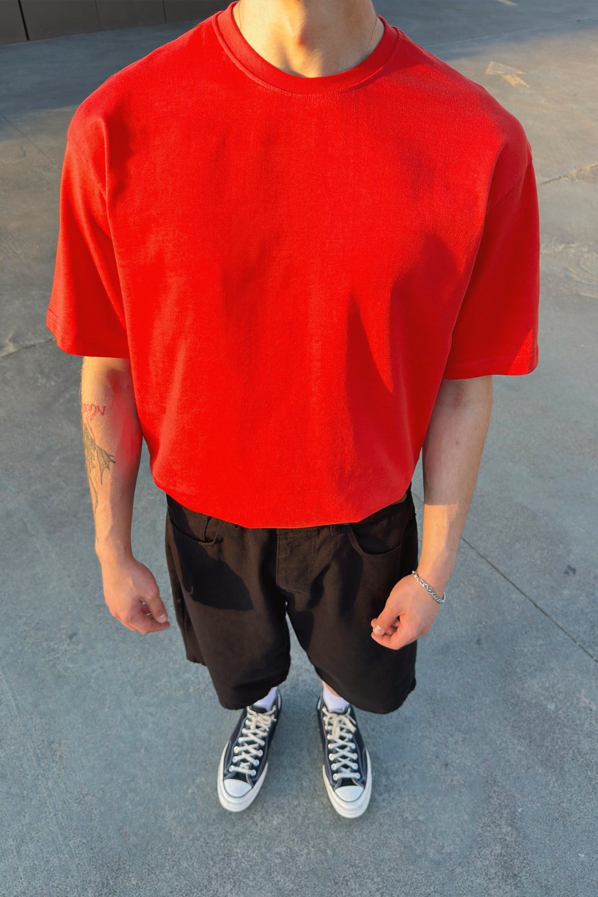 Basic Oversize Fit Red T-shirt