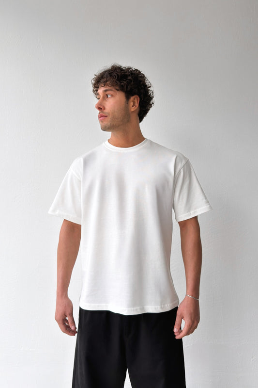 Basic Oversize Fit Ecru T-shirt