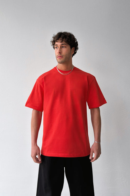 Basic Oversize Fit Red T-shirt