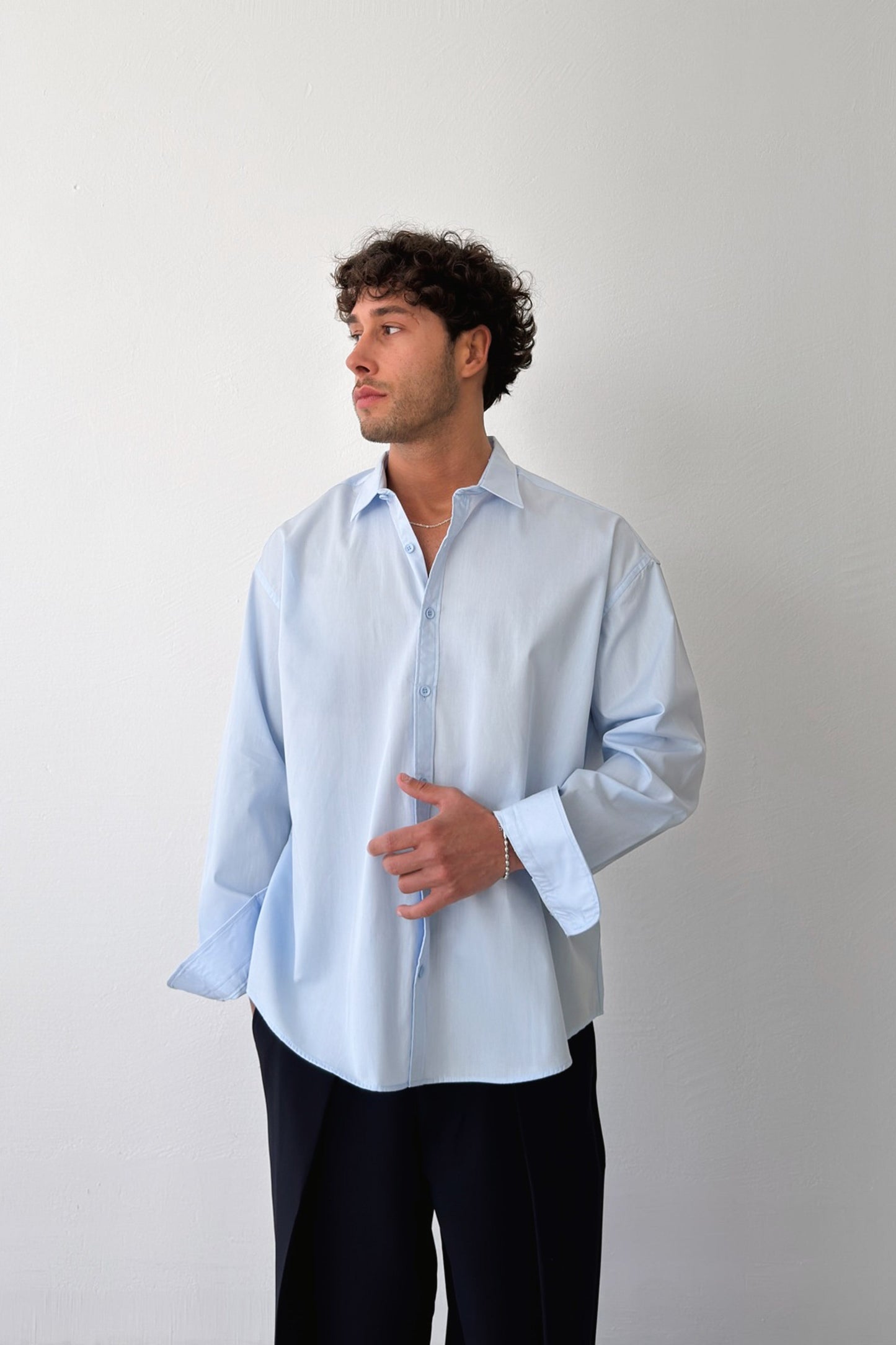 Basic Blue Poplin Oversize Shirt