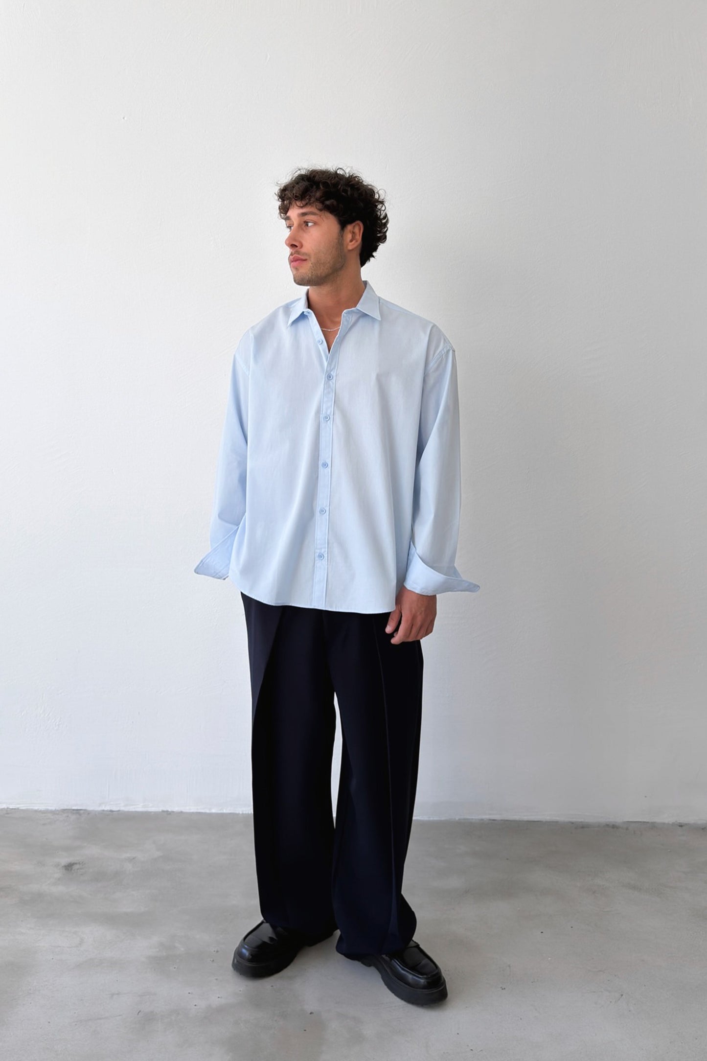 Basic Blue Poplin Oversize Shirt