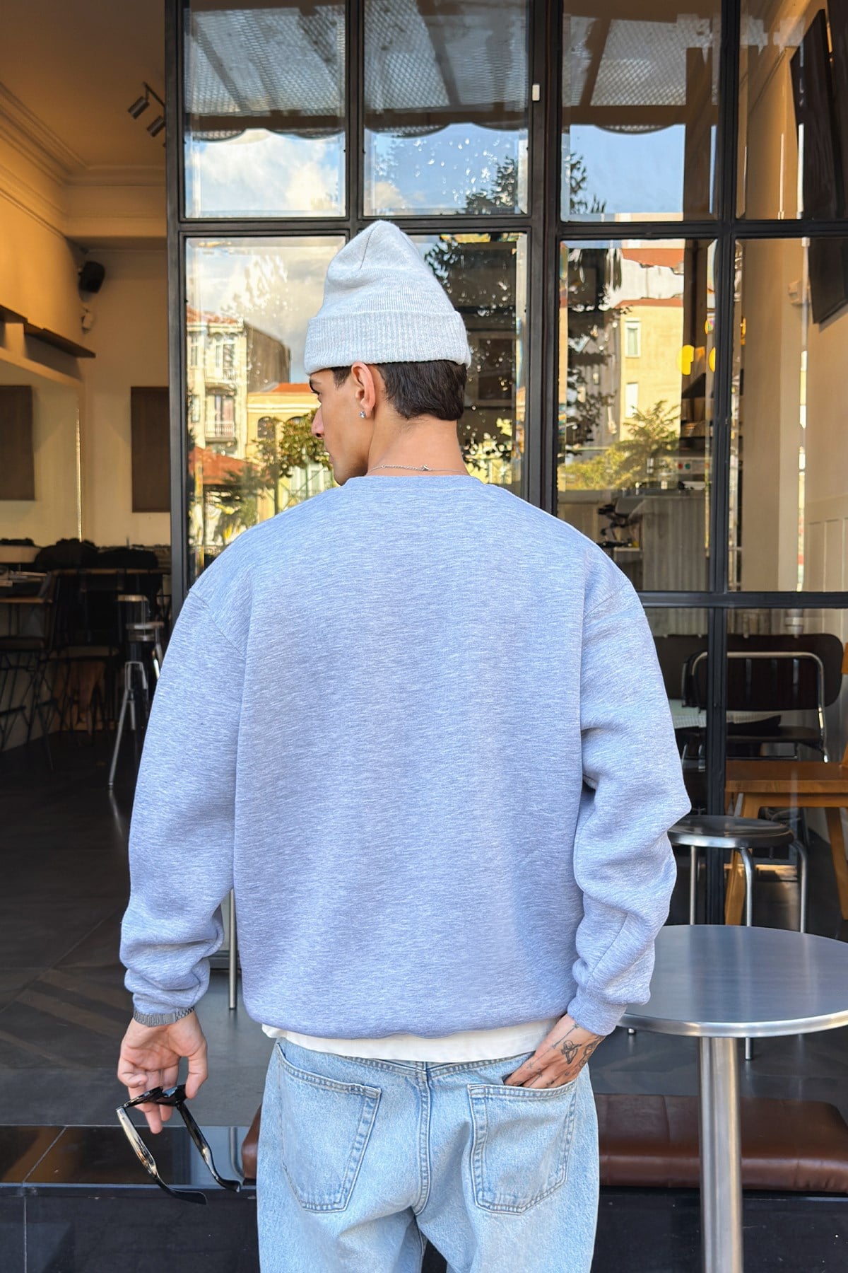 Puffer Melange Gray Boxy Fit Sweat