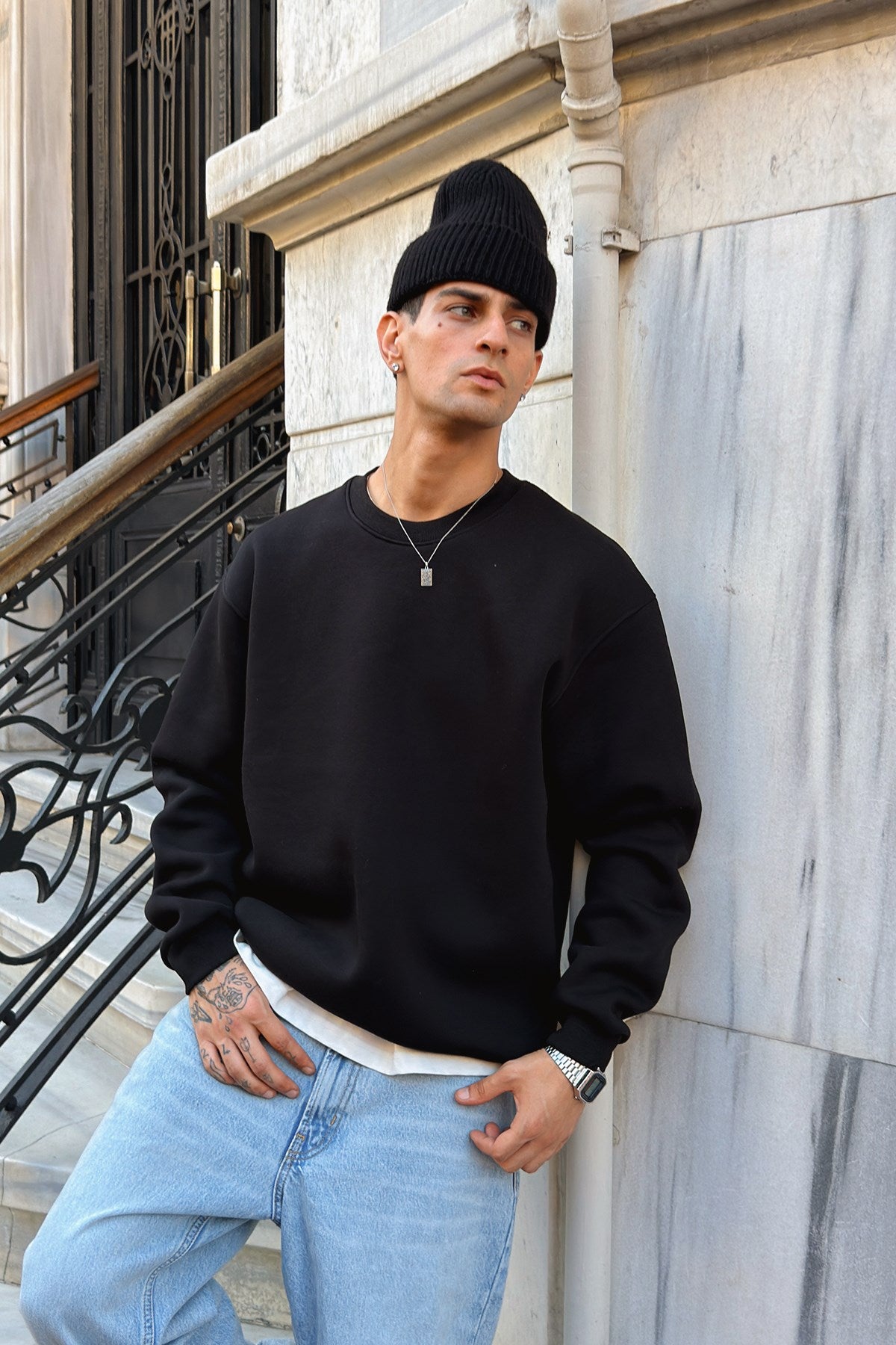 Puffer Black Boxy Fit Sweatshirt