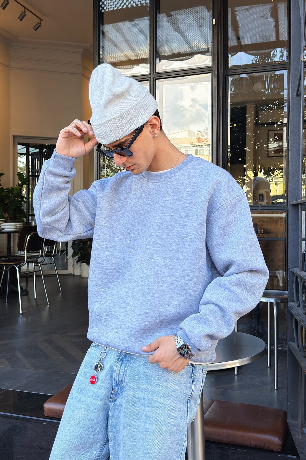 Puffer Melange Gray Boxy Fit Sweat
