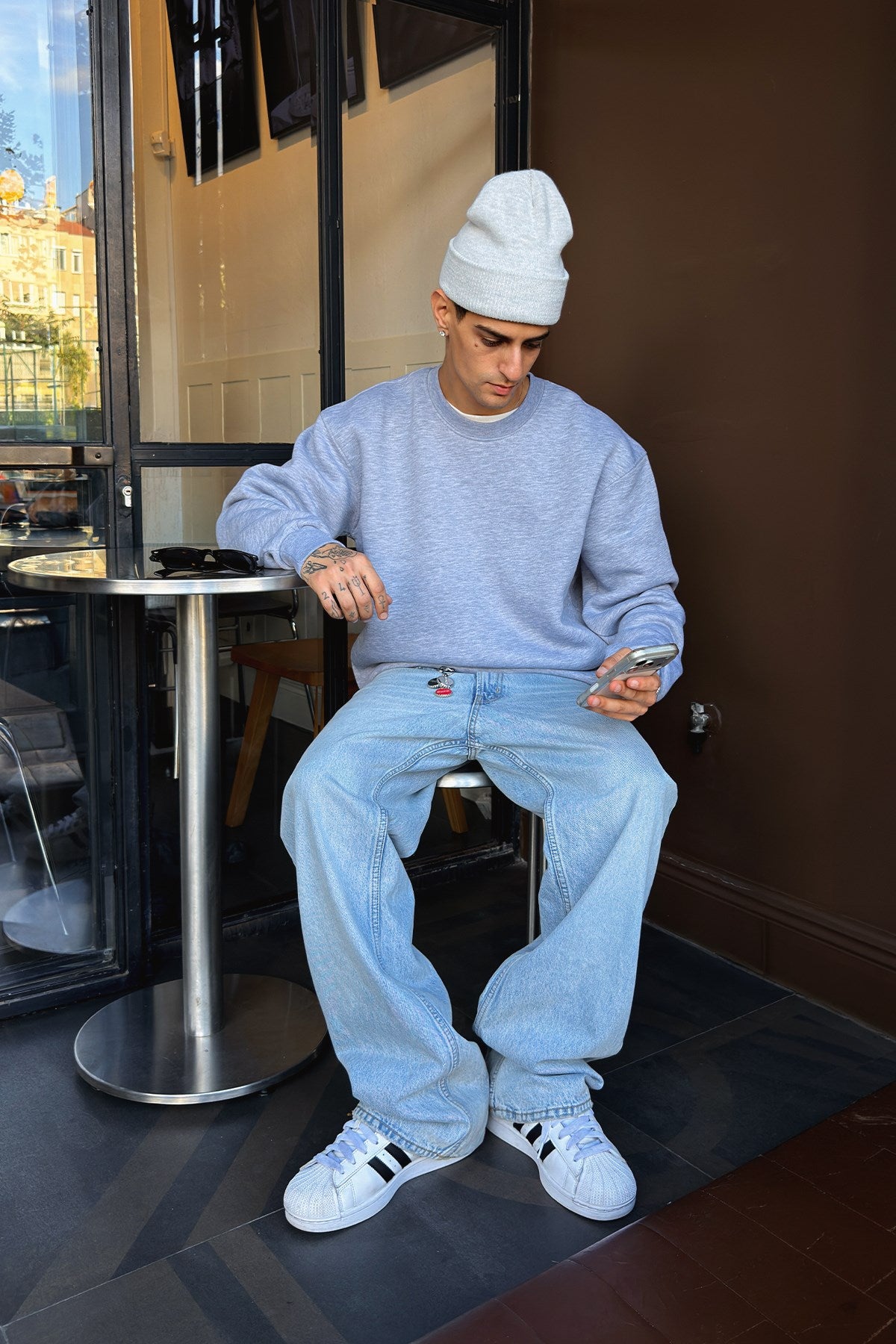 Puffer Melange Gray Boxy Fit Sweat