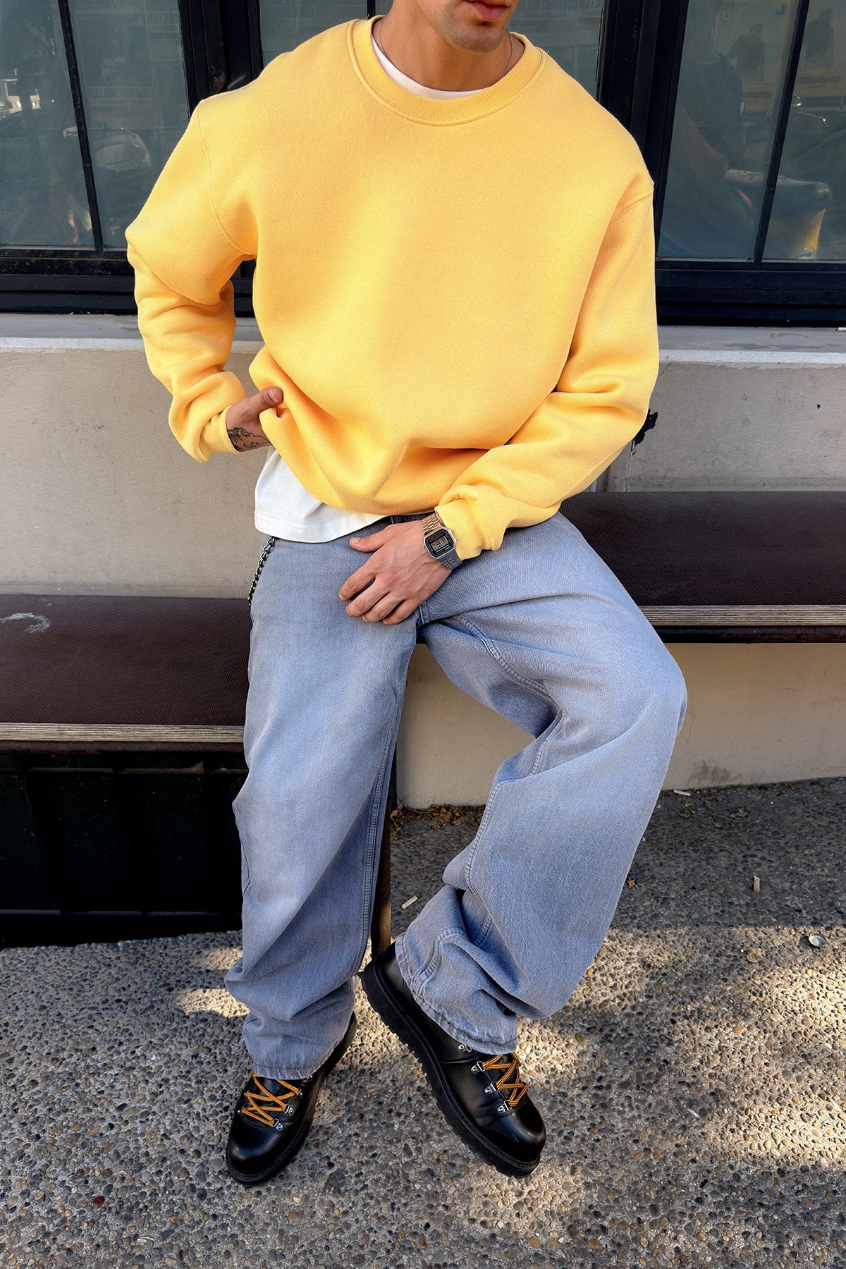 Puffer Butter Yellow Boxy Fit Sweat