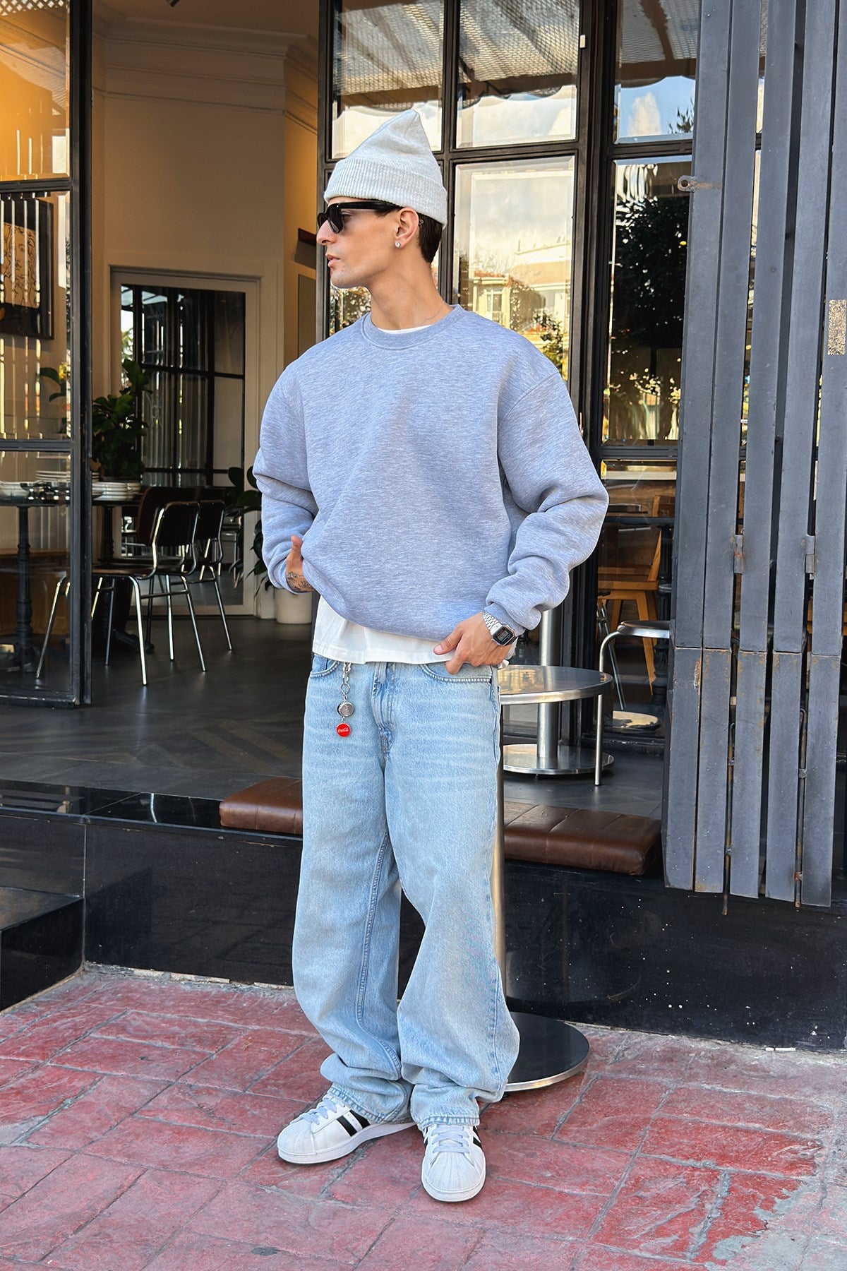 Puffer Melange Gray Boxy Fit Sweat