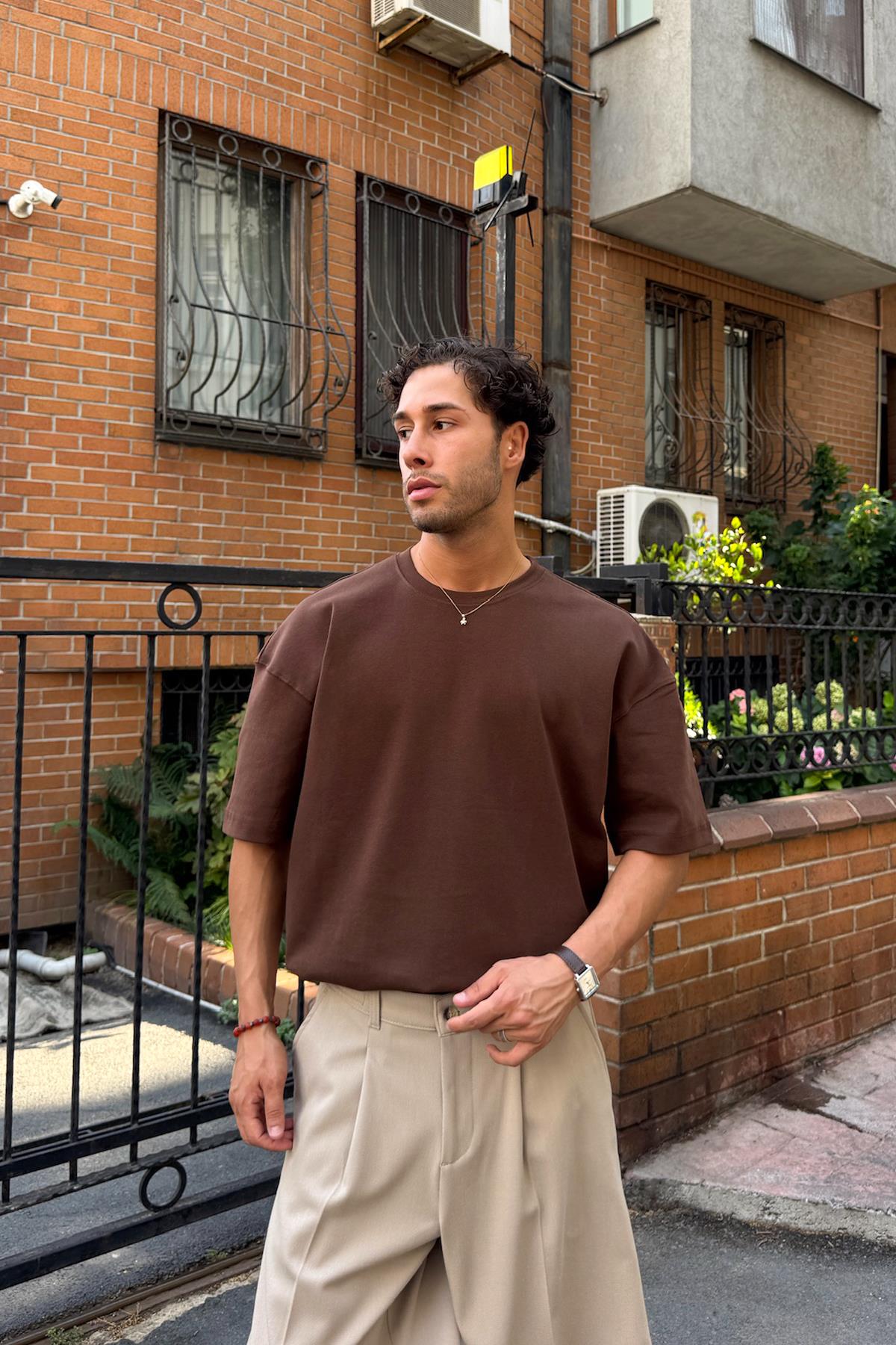 Basic Oversize T-Shirt Dark Brown
