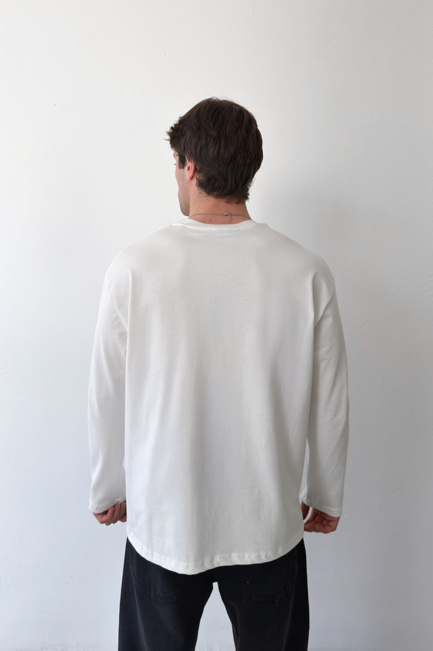 Basic Oversize Long Sleeve T-Shirt, Ecru