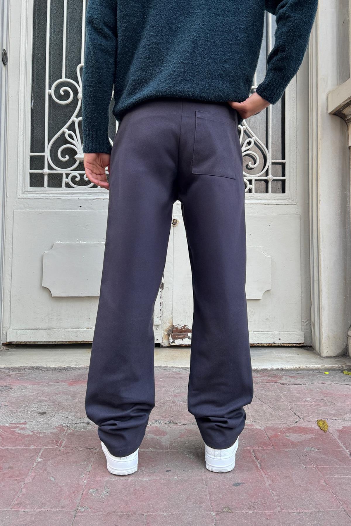 Basic Regular Gabardine Trousers, Smoke Grey