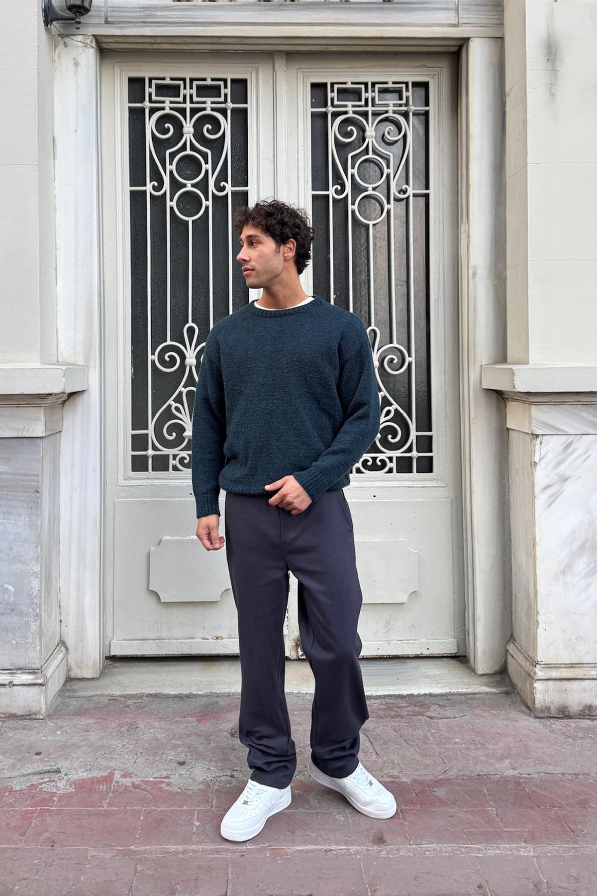 Basic Regular Gabardine Trousers, Smoke Grey