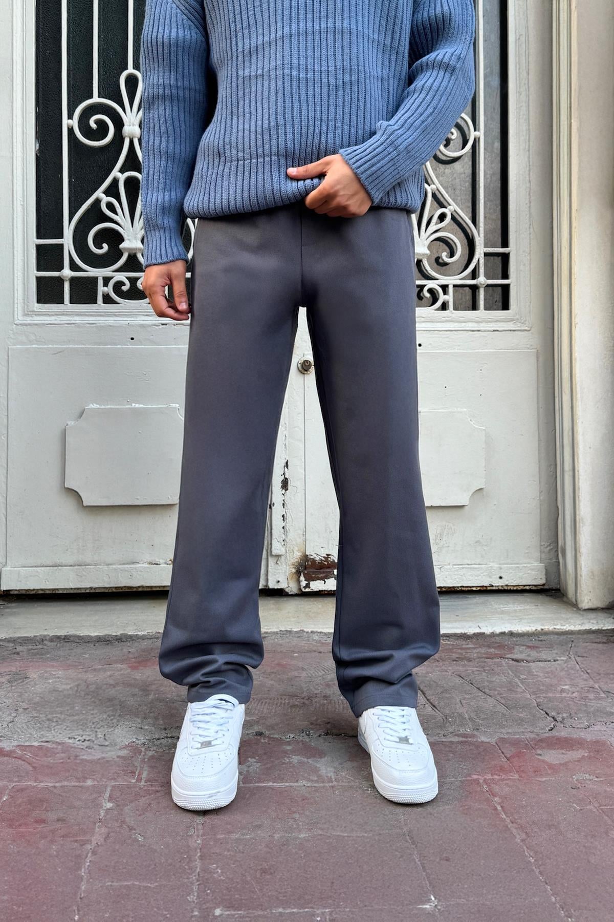 Basic Regular Gabardine Trousers Grey
