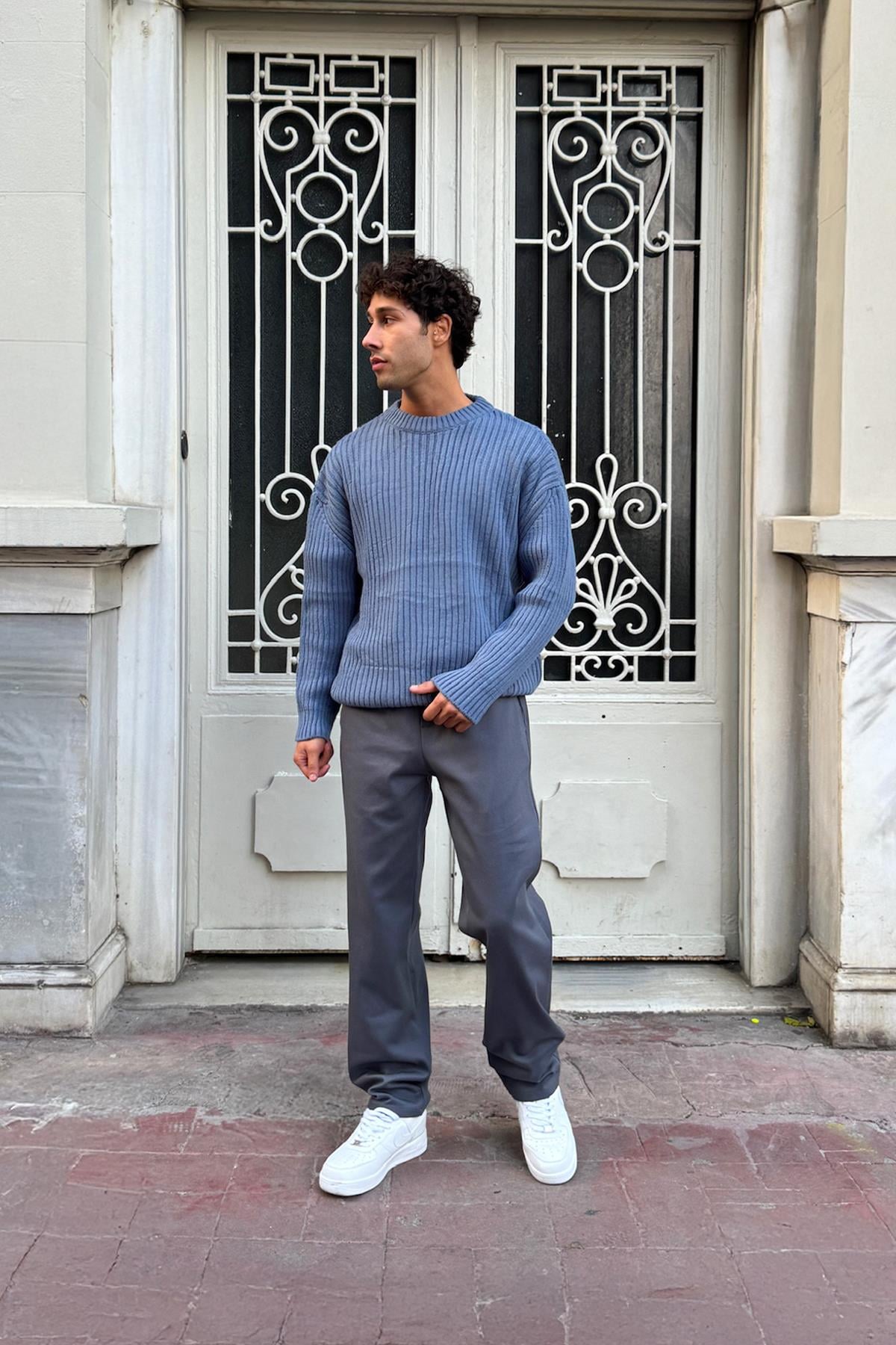 Basic Regular Gabardine Trousers Grey