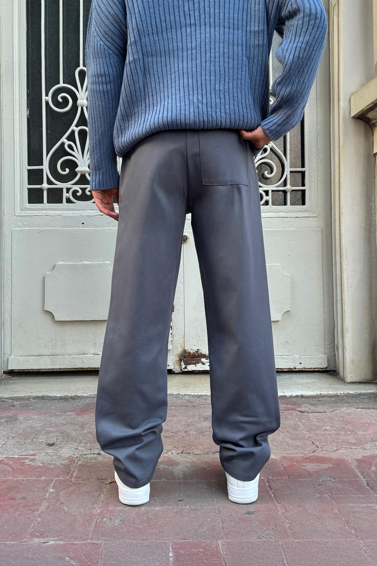 Basic Regular Gabardine Trousers Grey