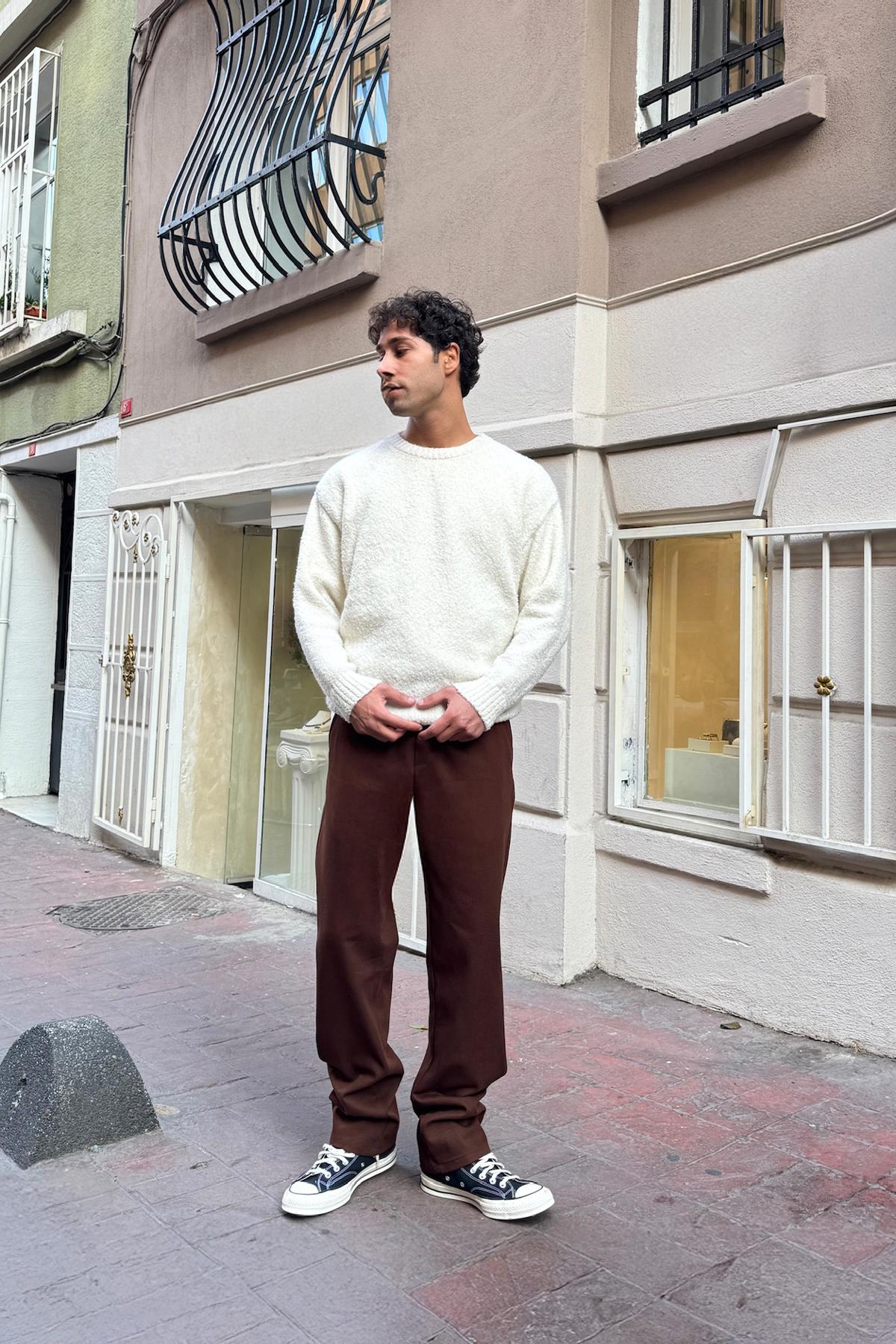 Basic Regular Gabardine Trousers Brown