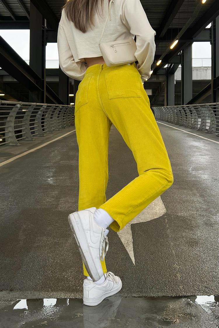 Basic Yellow Velvet Trousers