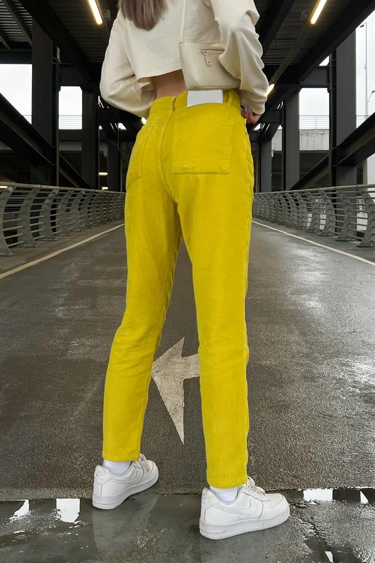 Basic Yellow Velvet Trousers