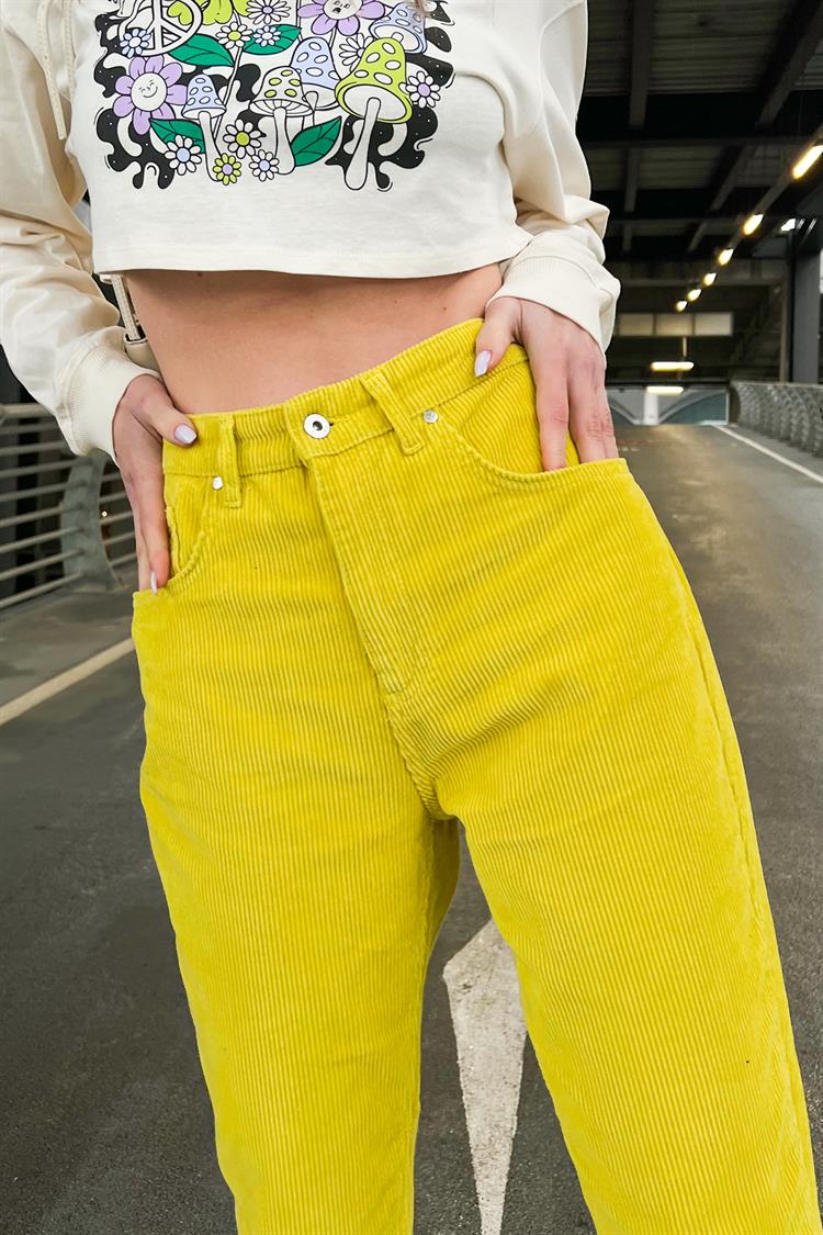 Basic Yellow Velvet Trousers