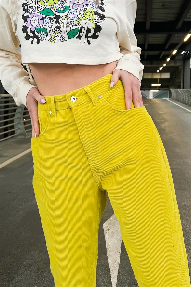 Basic Yellow Velvet Trousers