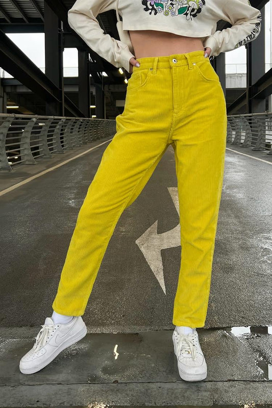 Basic Yellow Velvet Trousers