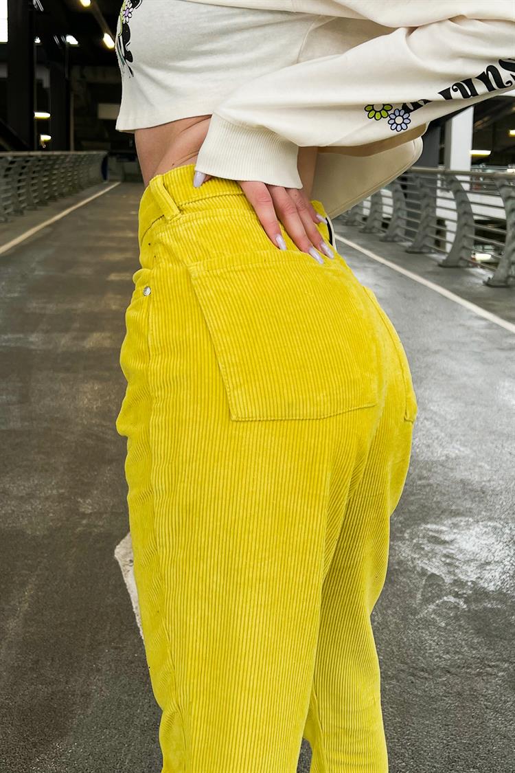 Basic Yellow Velvet Trousers