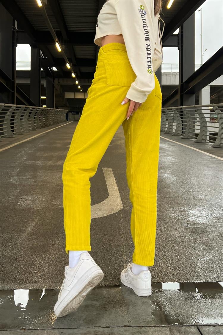 Basic Yellow Velvet Trousers