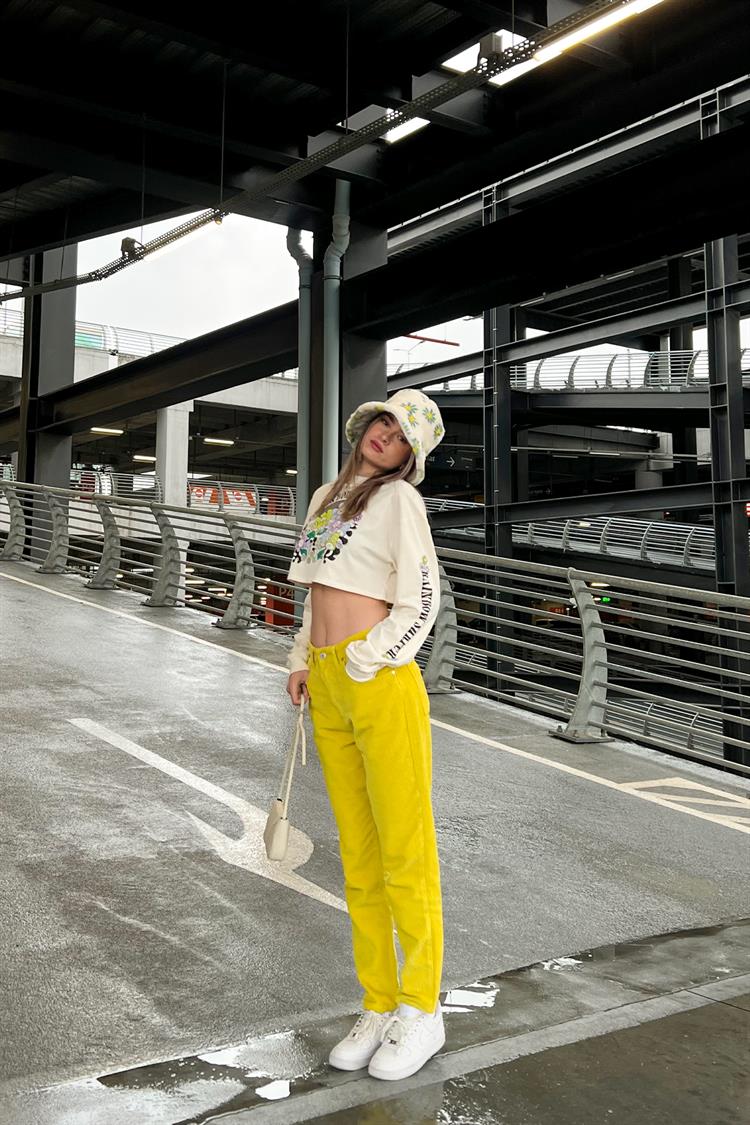Basic Yellow Velvet Trousers