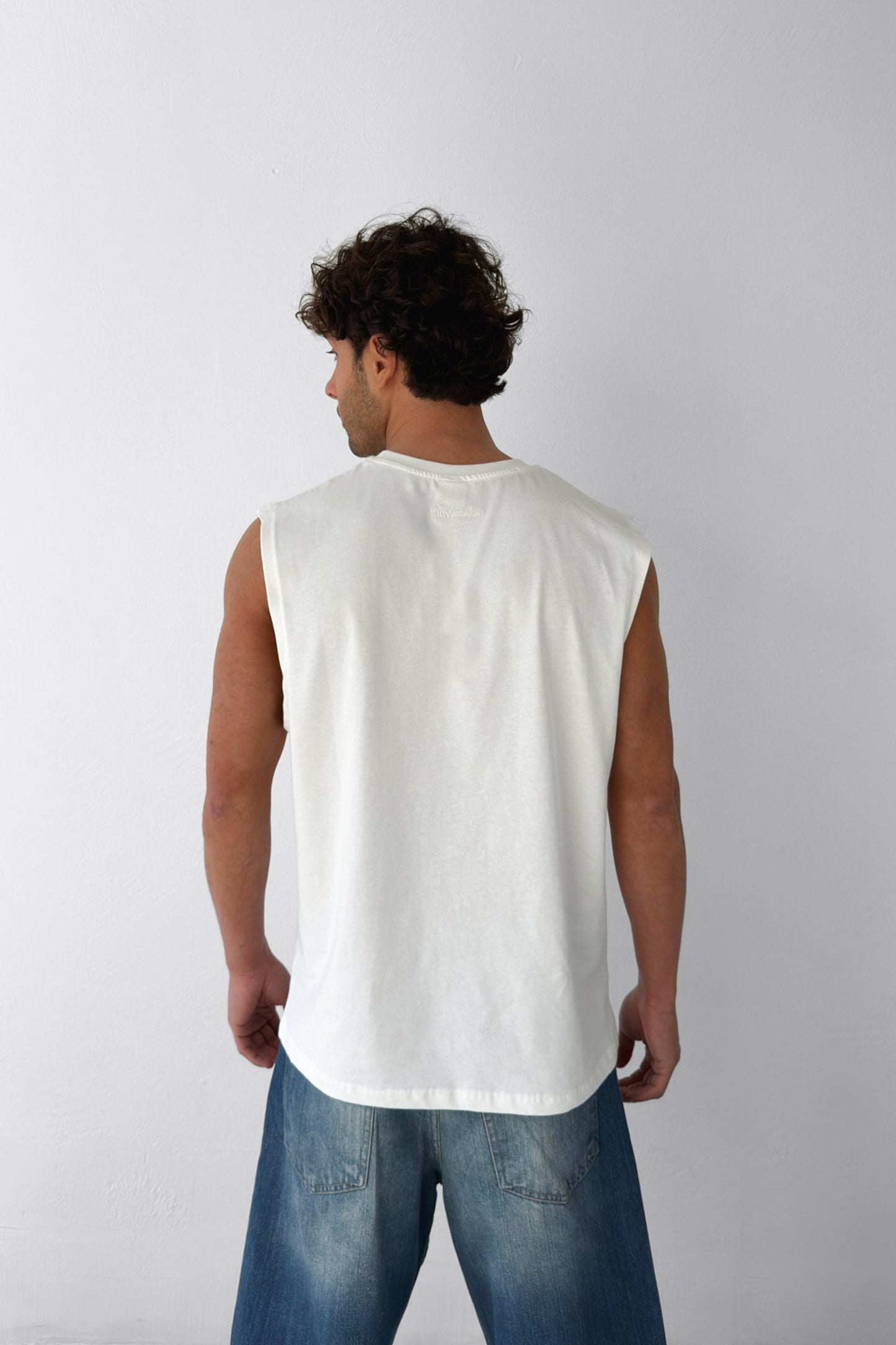 Basic Off-White Sleeveless Tank Top