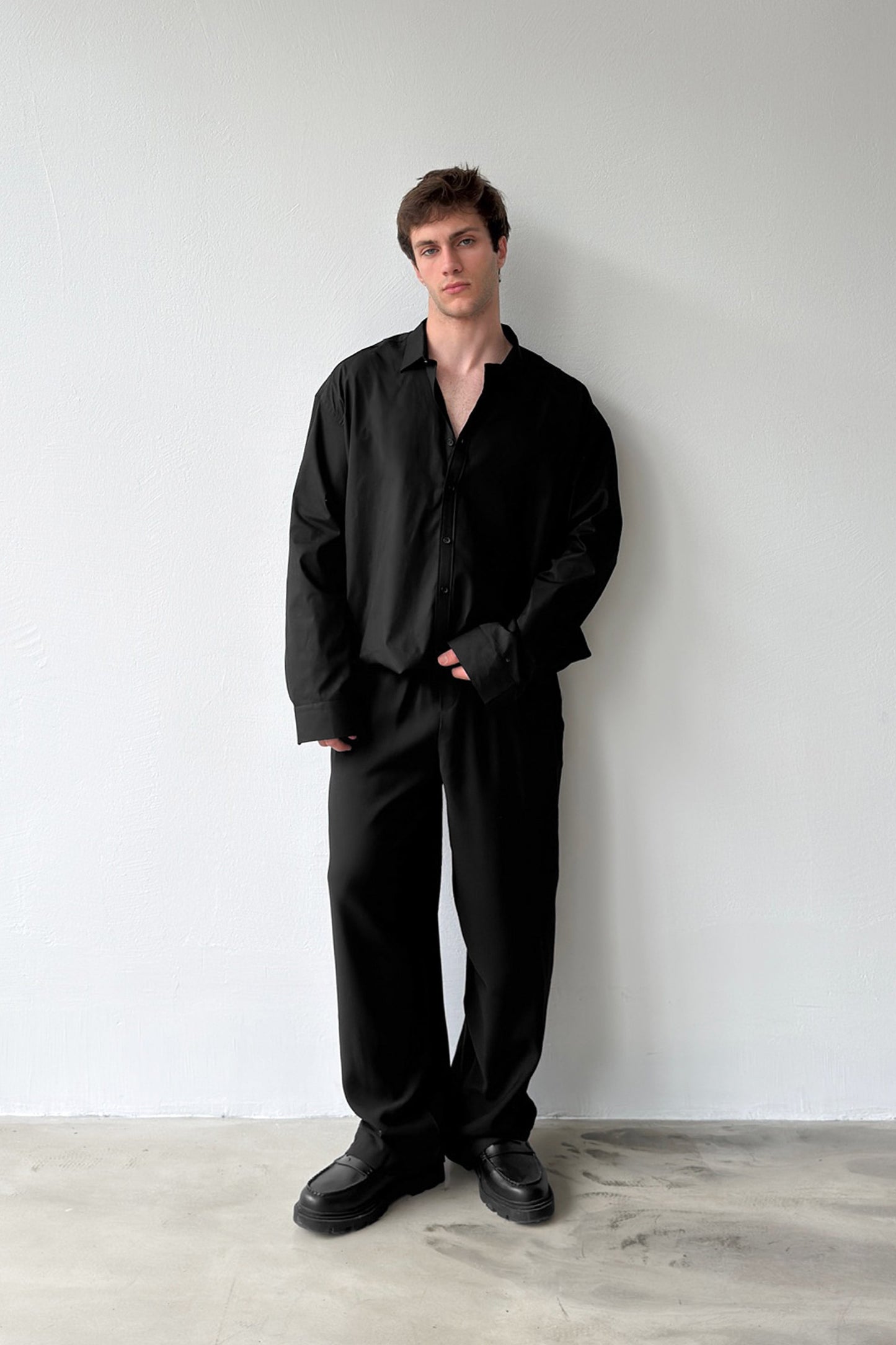 Basic Black Poplin Oversize Shirt