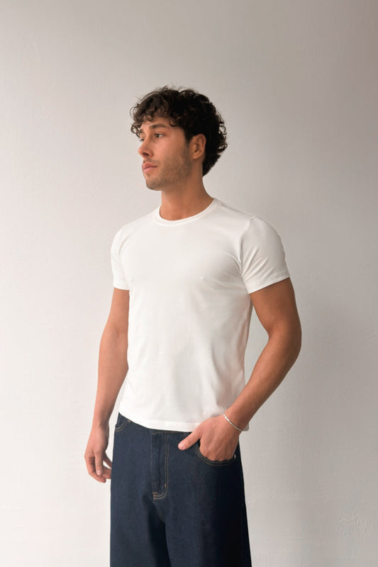 Basic Slim Fit Off-White T-shirt