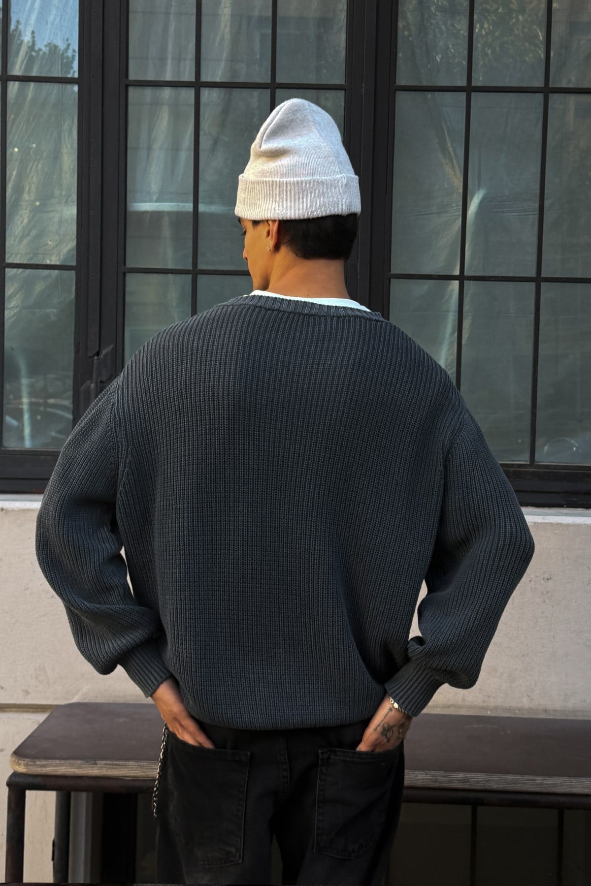 Basic Knit Sweater Anthracite