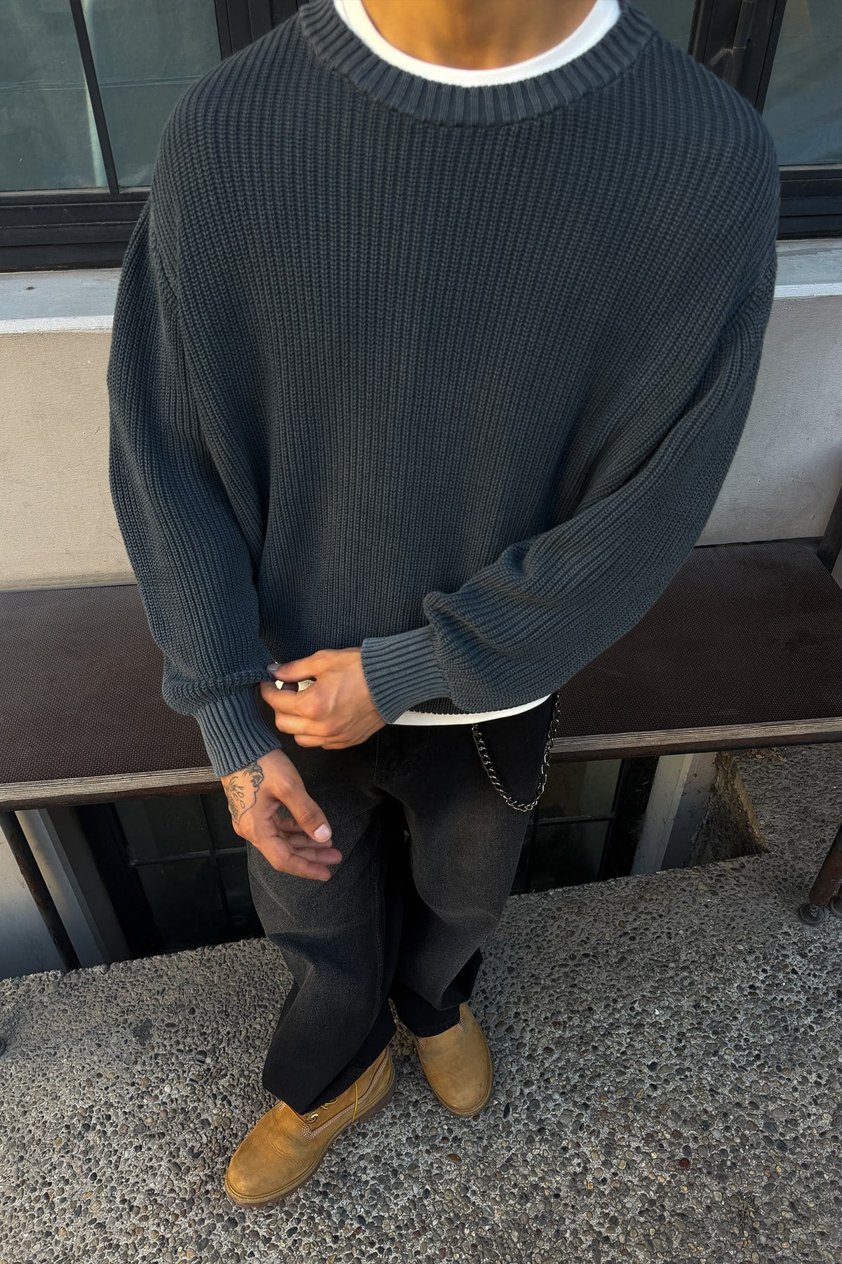 Basic Knit Sweater Anthracite