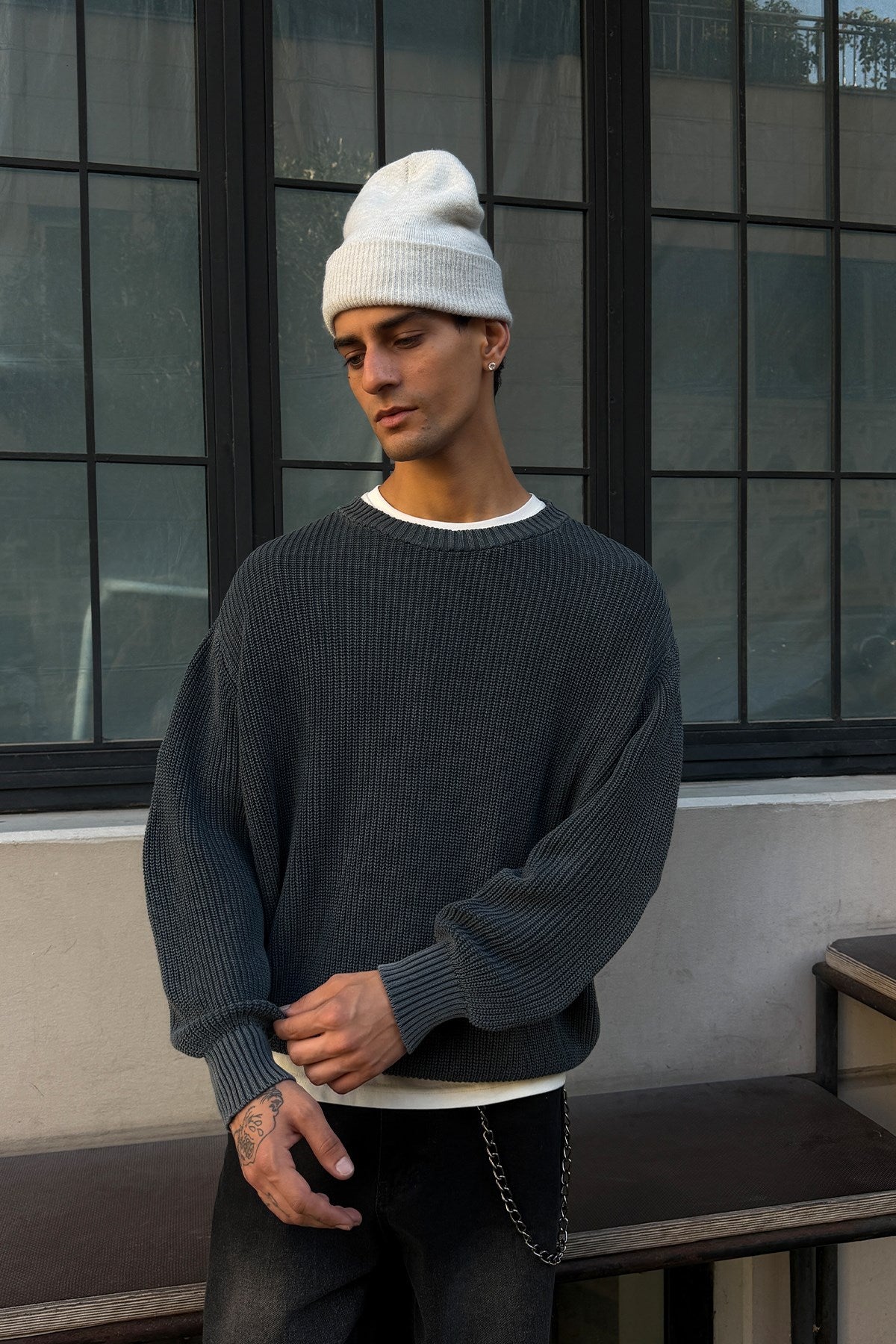 Basic Knit Sweater Anthracite