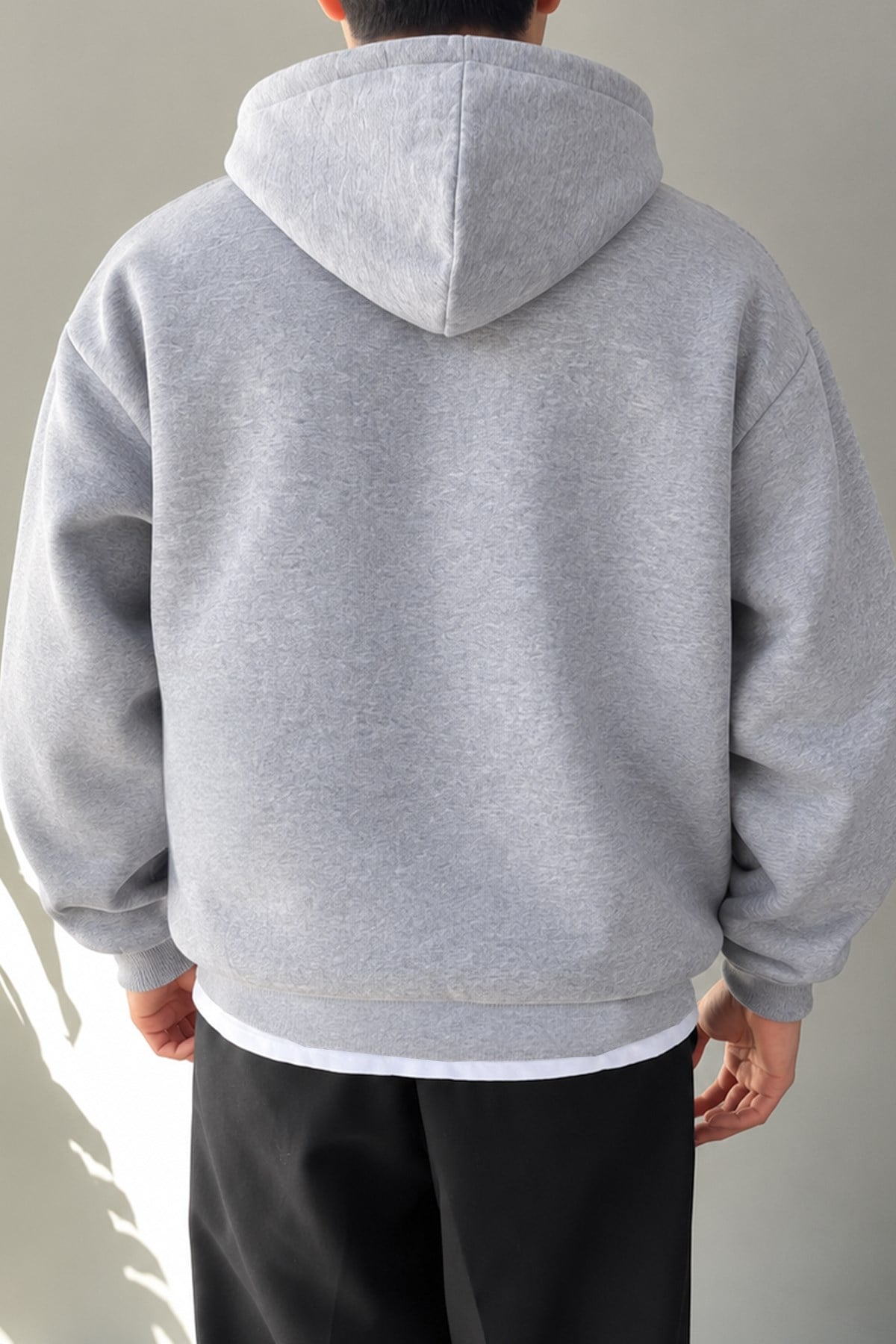 Basic Zip Hoodie Grey Melange
