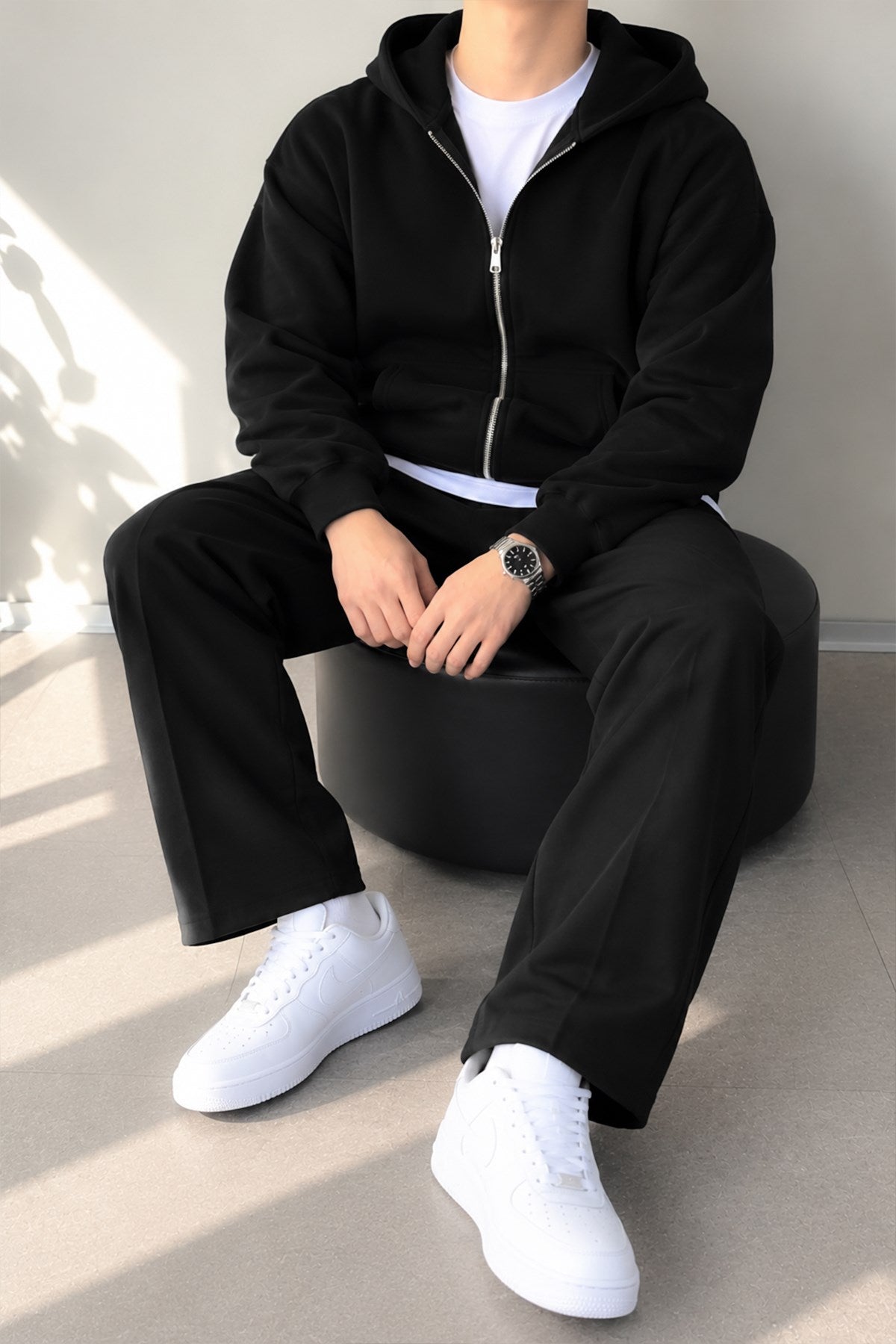 Basic Zip Hoodie Black