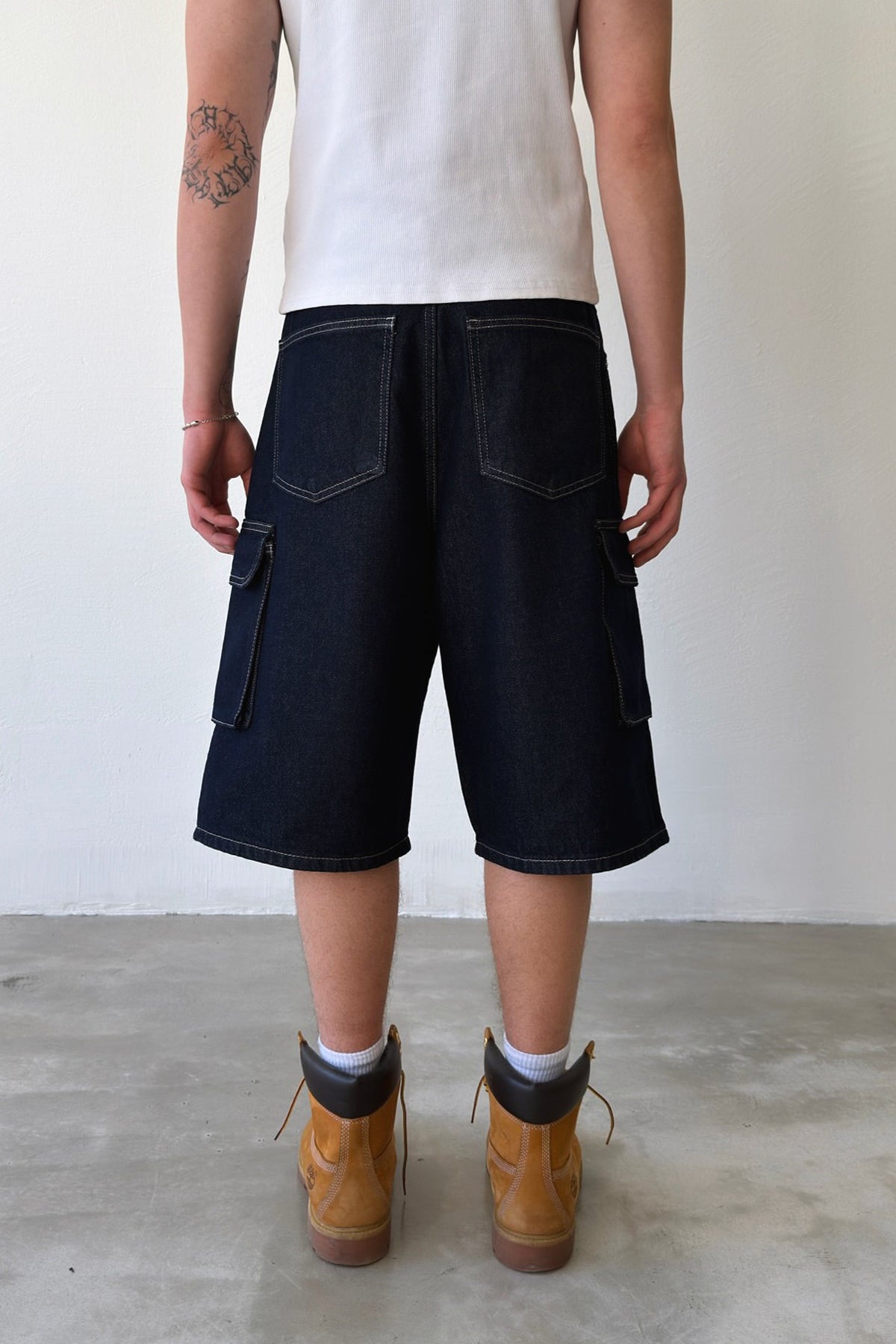 Jorts Navy Blue Cargo Pocket Shoes with Belt