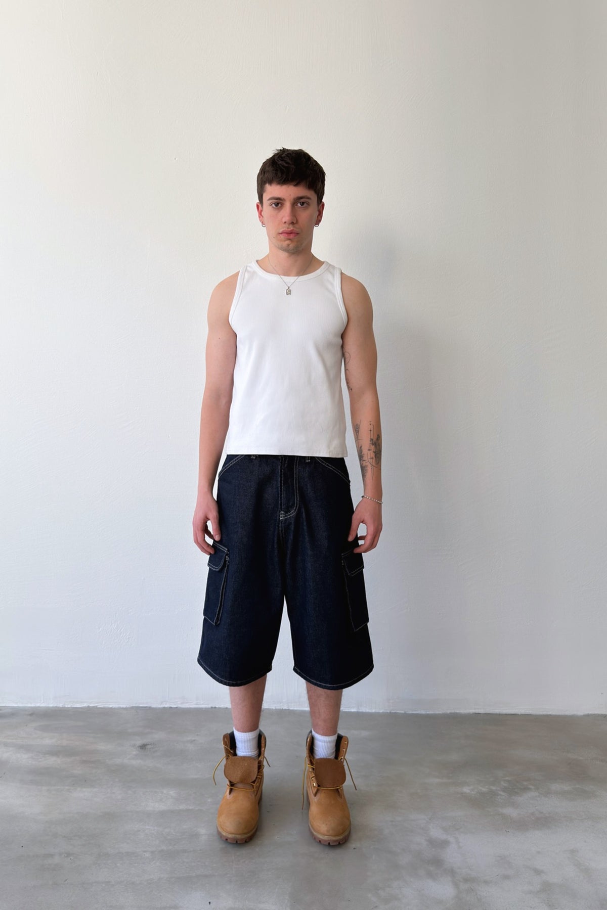 Jorts Navy Blue Cargo Pocket Shoes with Belt